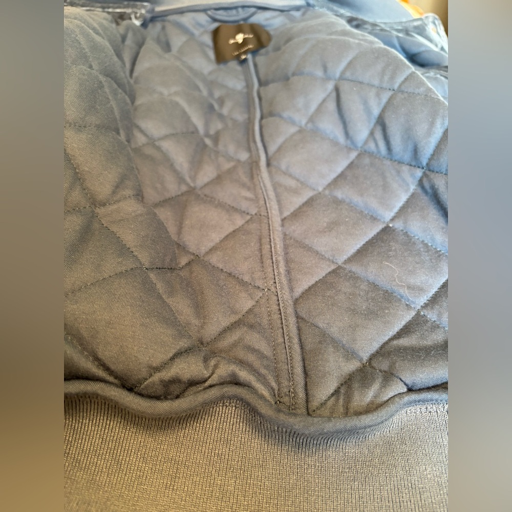 7 For All Mankind Blue Quilted Velvet Bomber Jacket Size M EUC - Picture 9 of 11